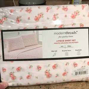 Pink floral FULL sheet set